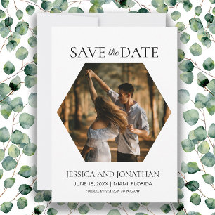 Save The Date Mariage moderne Enregistrer la date Hexagon photo