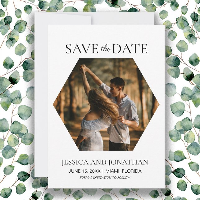 Save The Date Mariage moderne Enregistrer la date Hexagon photo (Wedding Save the Date photo card)