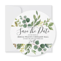 Mariage Moderne Feuilles Vertes Aquarelle