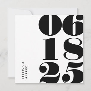 Save The Date Mariage moderne Gras Noir Blanc Gros Date