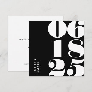 Save The Date Mariage moderne Gras Solide Noir Big Date