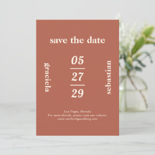 Save The Date Mariage moderne Gras Typographique Brûlé Orange
