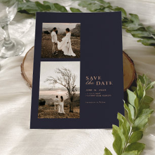 Save The Date Mariage Moderne Minimaliste en Collage Photo
