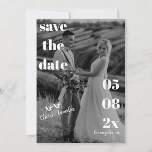 SAVE THE DATE MARIAGE MODERNE MINIMALISTE NOIR & BLANC