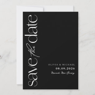Save The Date Mariage moderne minimaliste noir et blanc