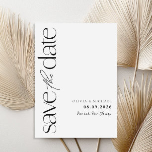 Save The Date Mariage moderne minimaliste noir et blanc