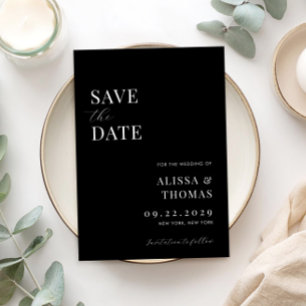 Save The Date Mariage moderne minimaliste noir et blanc