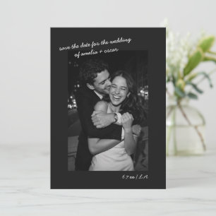Save The Date Mariage Moderne Minimaliste Photo Noir Écriture So