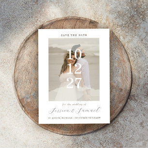 Save The Date Mariage Moderne Minimaliste Photo Overlay Blanche