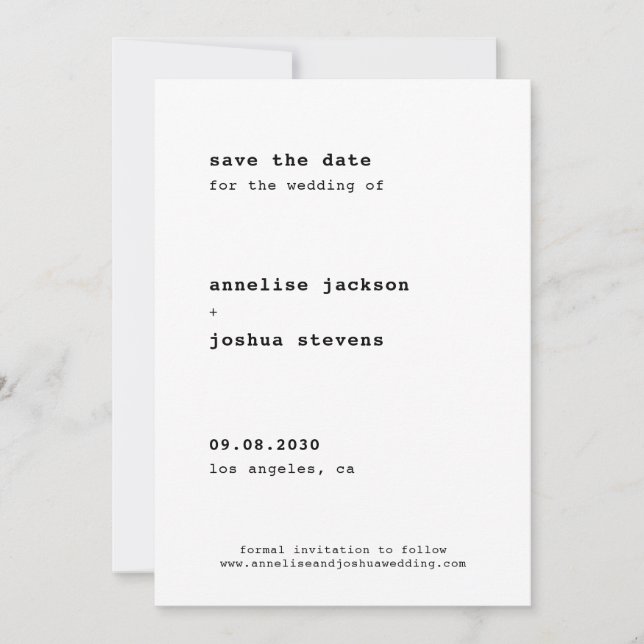 Save The Date Mariage moderne minimaliste simple (Devant)