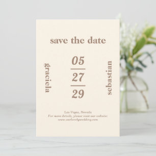 Save The Date Mariage moderne Mocha Neutre Typographique