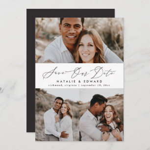 Save The Date Mariage moderne multi photo typographie graphique