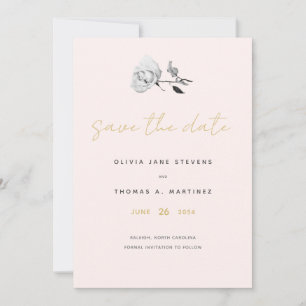 Save The Date Mariage moderne noir blanc or noir