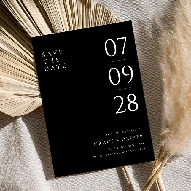 Save The Date Mariage moderne noir et blanc élégant (Créateur téléchargé)