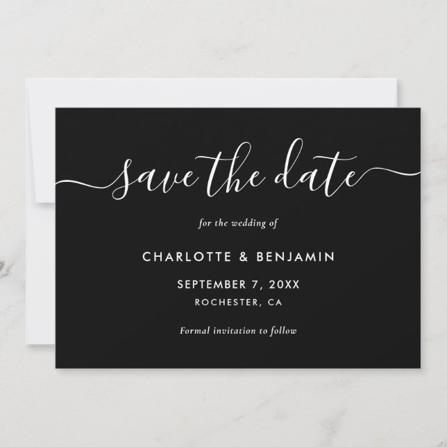 Save The Date Mariage moderne noir et blanc Enregistrer la date (Devant)