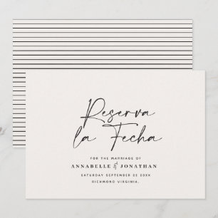 Save The Date Mariage moderne Reserva la Fecha crème noir Enregi