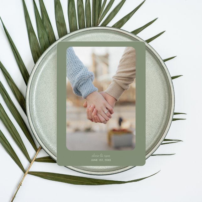 Save The Date Mariage moderne | RÉSERVEZ LA DATE | Sage foncé (Créateur téléchargé)