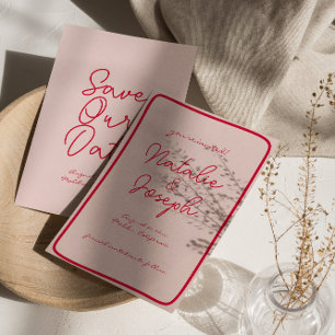 Save The Date Mariage Moderne Rétro Écrit à la Main Unique et Co