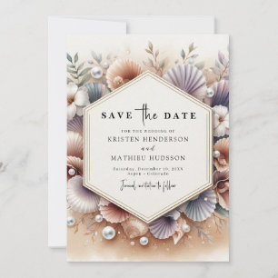 Save The Date Mariage moderne Seashell Beach