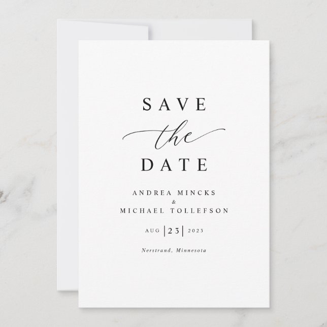 Save The Date Mariage moderne simple et élégant (Devant)