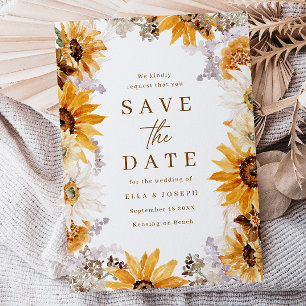 Save The Date Mariage moderne Sunshine Sunflower Boho