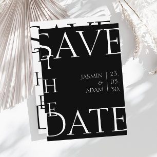 Save The Date Mariage Moderne Typographie Minimaliste Noir Blanc