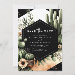 Save The Date Mariage moderne unique Cactus