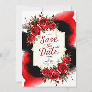 Save The Date Mariage moderne unique Crimson Rouge Roses