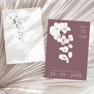 Save The Date Mariage moderne violet orchidées blanches