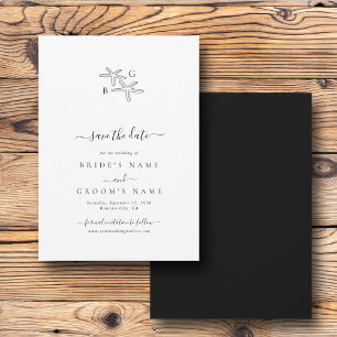 Save The Date Mariage monogramme minimaliste de plage Starfish