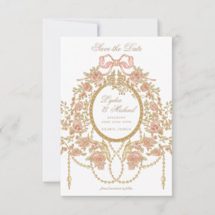 Save The Date Mariage Monogramme Rose Rococo Français