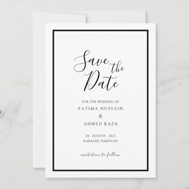 Save The Date Mariage Musulman Moderne Minimaliste Blanc Save Th (Devant)