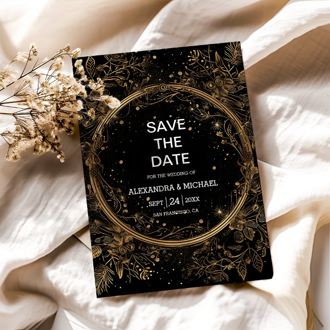 Save The Date Mariage mystique céleste noir et or (Créateur téléchargé)