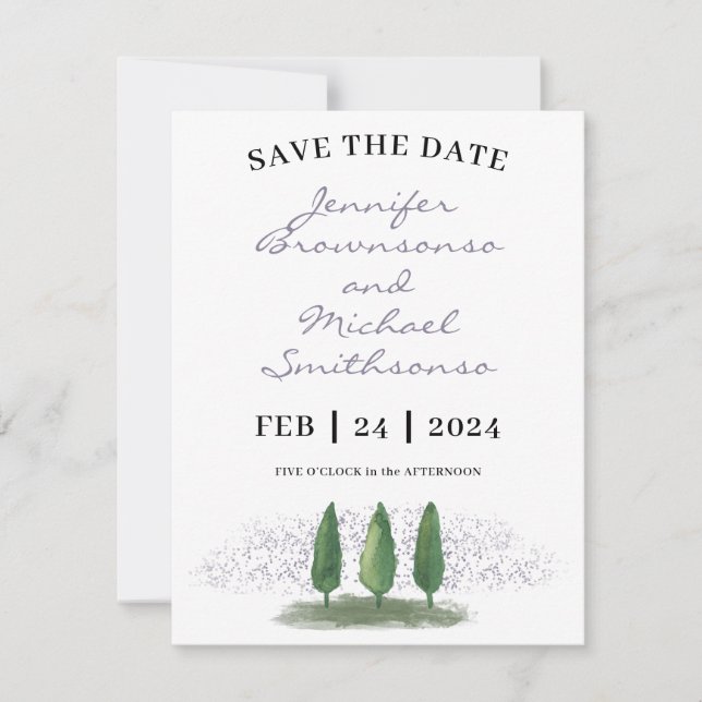 Save The Date Mariage naturel moderne Emerald Green Forest (Devant)