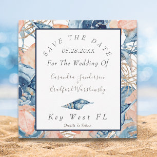 Save The Date Mariage nautique Aquarelle Roses