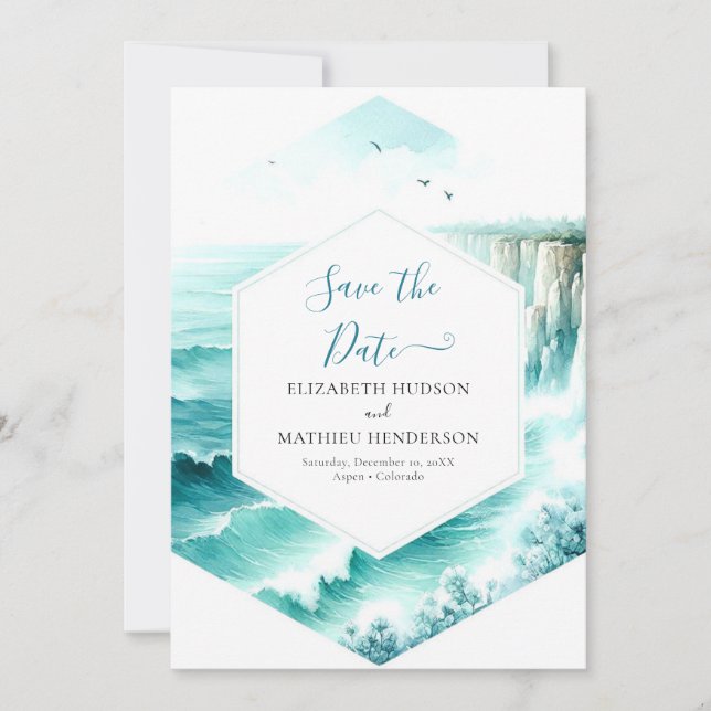 Save The Date Mariage nautique Cliff unique (Devant)