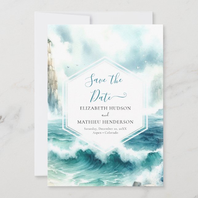 Save The Date Mariage nautique romantique Boho (Devant)