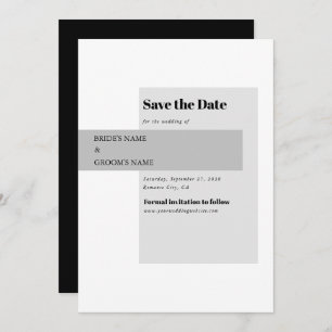 Save The Date Mariage noir et blanc moderne