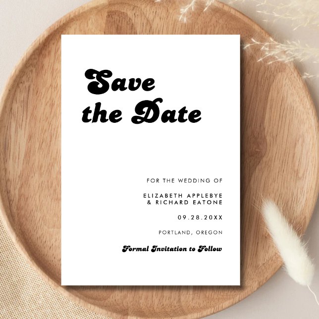 Save The Date Mariage noir et blanc rétro élégant (Retro black and white save the date sets a stylish, memorable tone for your wedding.)