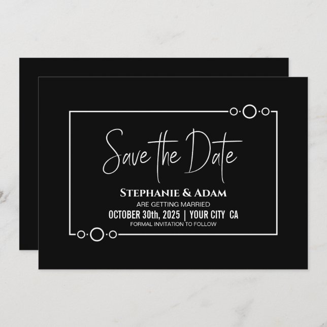 Save The Date Mariage noir simple Enregistrer la date (Devant / Derrière)