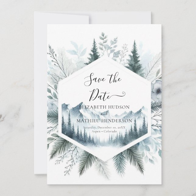 Save The Date Mariage numérique de montagne Boho (Devant)