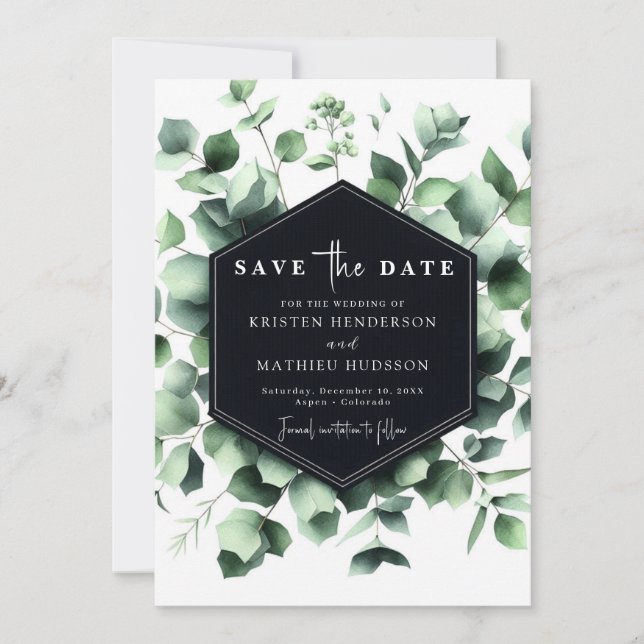 Save The Date Mariage numérique Eucalyptus Élégant (Devant)