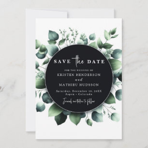 Save The Date Mariage numérique Eucalyptus vert moderne