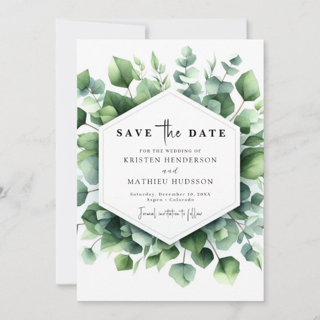 Save The Date Mariage Numérique Unique et Ludique à l'Eucalyptus (Devant)