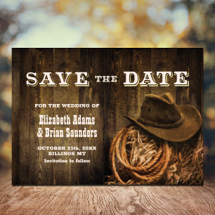 Save The Date Mariage occidental rustique en bois