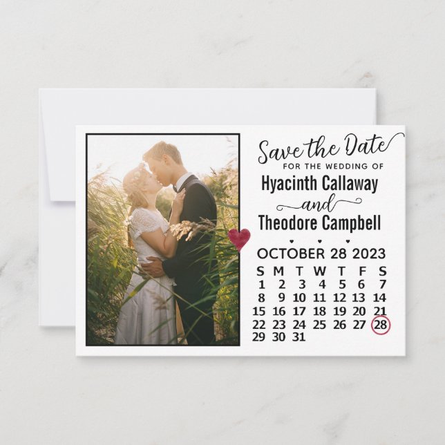 Save The Date Mariage Octobre 2023 Calendrier Photo personnalisé (Devant)