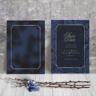 Save The Date Mariage officiel Paisley Navy Blue ID767