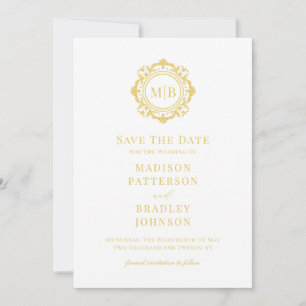 Save The Date Mariage or de monogramme floral orné