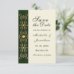 Save The Date Mariage or foncé irlandais élégant