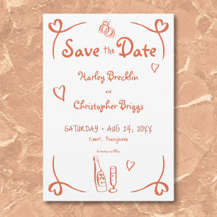 Save The Date Mariage orangé de Sunset Retro Whimsical